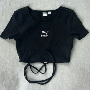 ⭐️ Puma Womens Cropped Tie T-Shirt Black